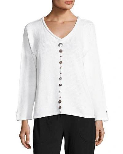 Neon Buddha Plus Size Iris Pullover Top With Buttons In White