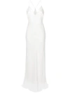 Galvan Plunge Neck Gown In White