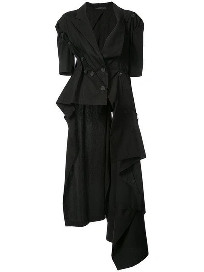 Yohji Yamamoto Asymmetric Long Back Jacket In Black