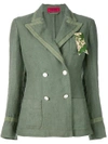 The Gigi Double Breasted Blazer In Green
