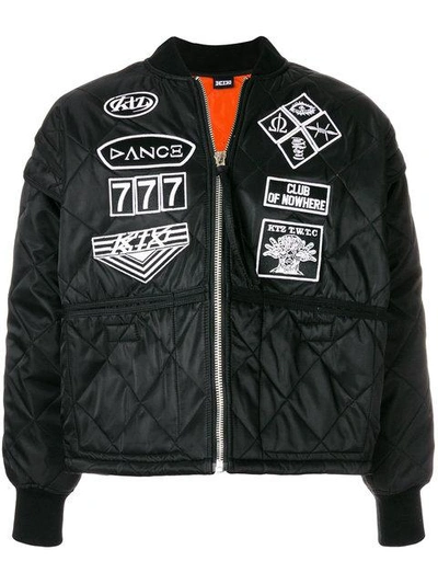 Ktz Scout Patches Quilted Bomber Jacket In Black