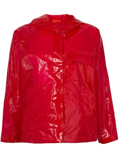 Aspesi Translucent Rain Jacket In Red