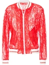 Ainea Lace Bomber Jacket In Red