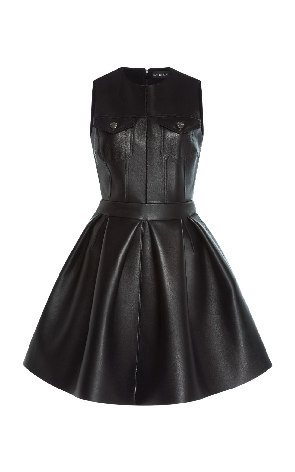fit and flare leather dress