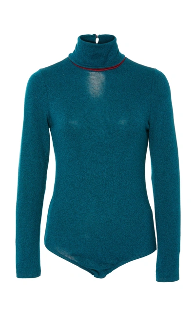 Christine Alcalay Knit Bodysuit In Blue