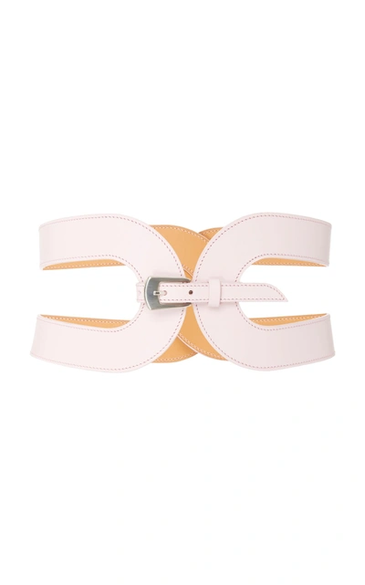 Maison Vaincourt Exclusive Cage Leather Waist Belt In Light+pink