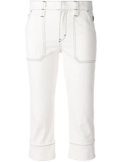 Chloé Cropped Boy Friend White Denim Jeans