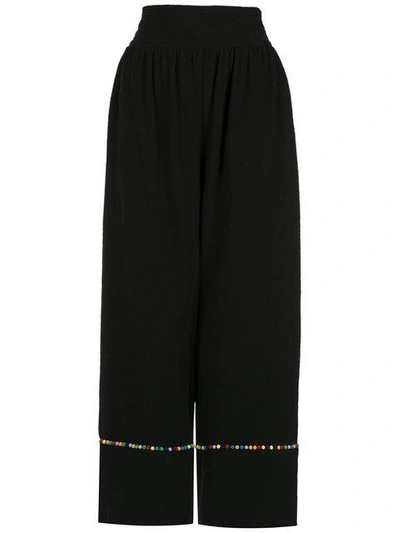 Olympiah Inca Pompom Pantacourt Trousers In Black