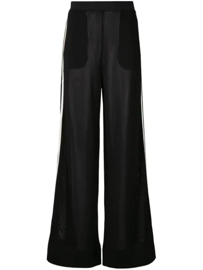 Roberto Collina Sheer Side Stripe Trousers In Black