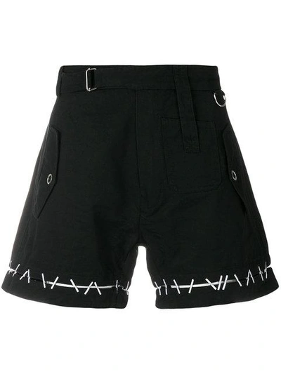 Ktz Pin Embroidered Belt Shorts In Black