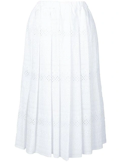 Comme Des Garçons Comme Des Garçons Broderie Anglaise Pleated Skirt - White