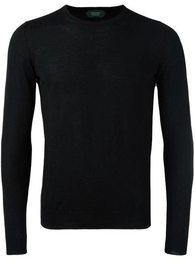 Zanone Fine Knit Jumper - Black In Black