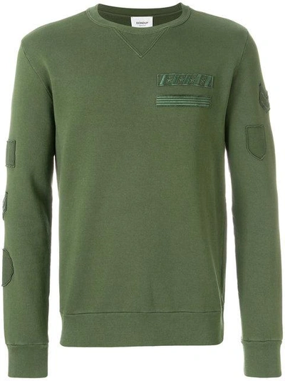 Dondup Military Insignia Embroidered Sweater In Green