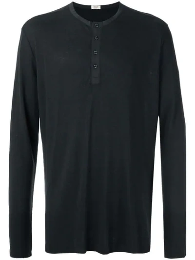 Osklen Long Sleeves Visual Linen Yoke Top In Black