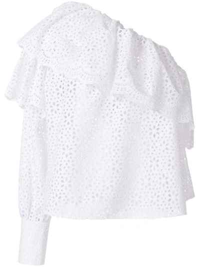 Msgm Broderie Anglaise Ruffled Blouse In White