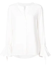 Derek Lam 10 Crosby Long Sleeve Button-down Blouse With Bell Sleeves - White