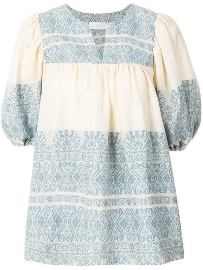 Zimmermann Embroidered Tunic Shirt In Blue