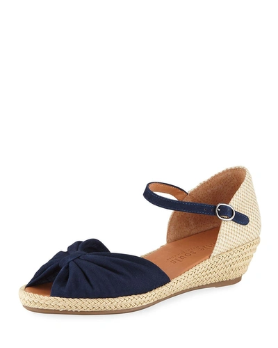 Gentle Souls By Kenneth Cole Lucille Espadrille Wedge Sandal In Navy Suede