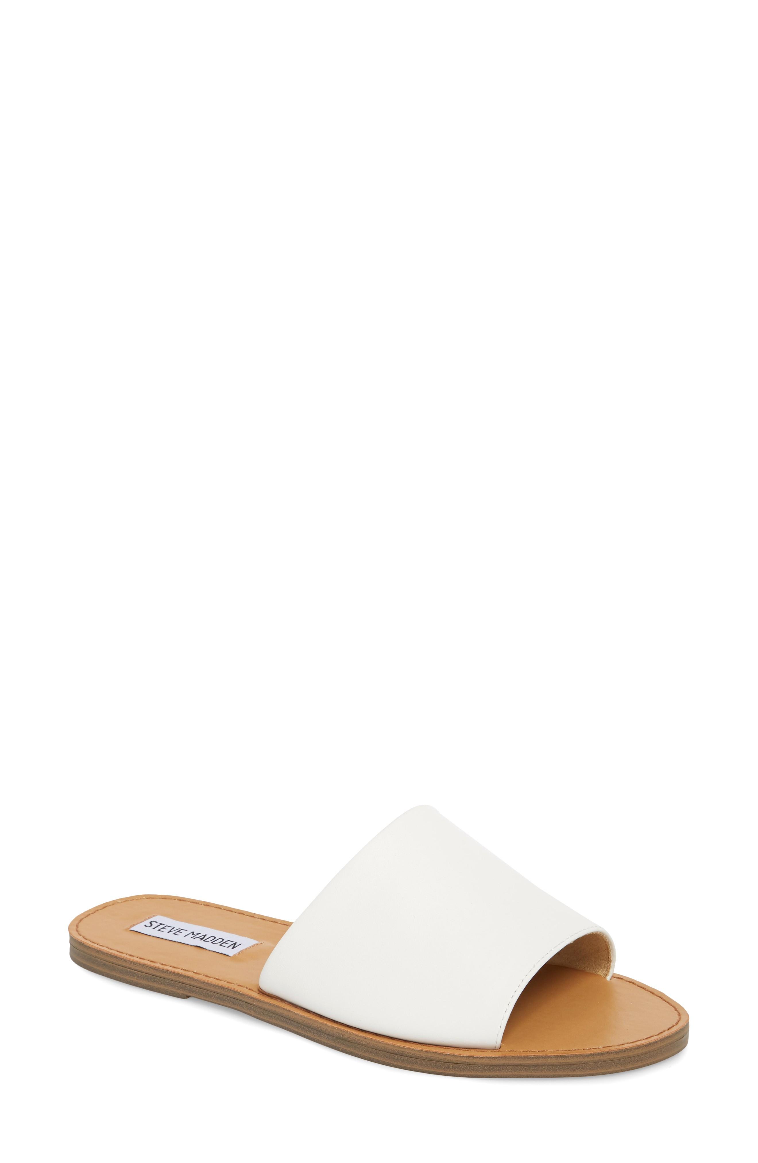 steve madden flat sandals white