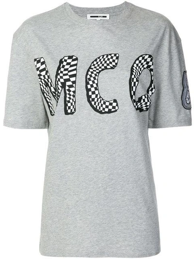 Mcq By Alexander Mcqueen Check Logo Print T In Grey