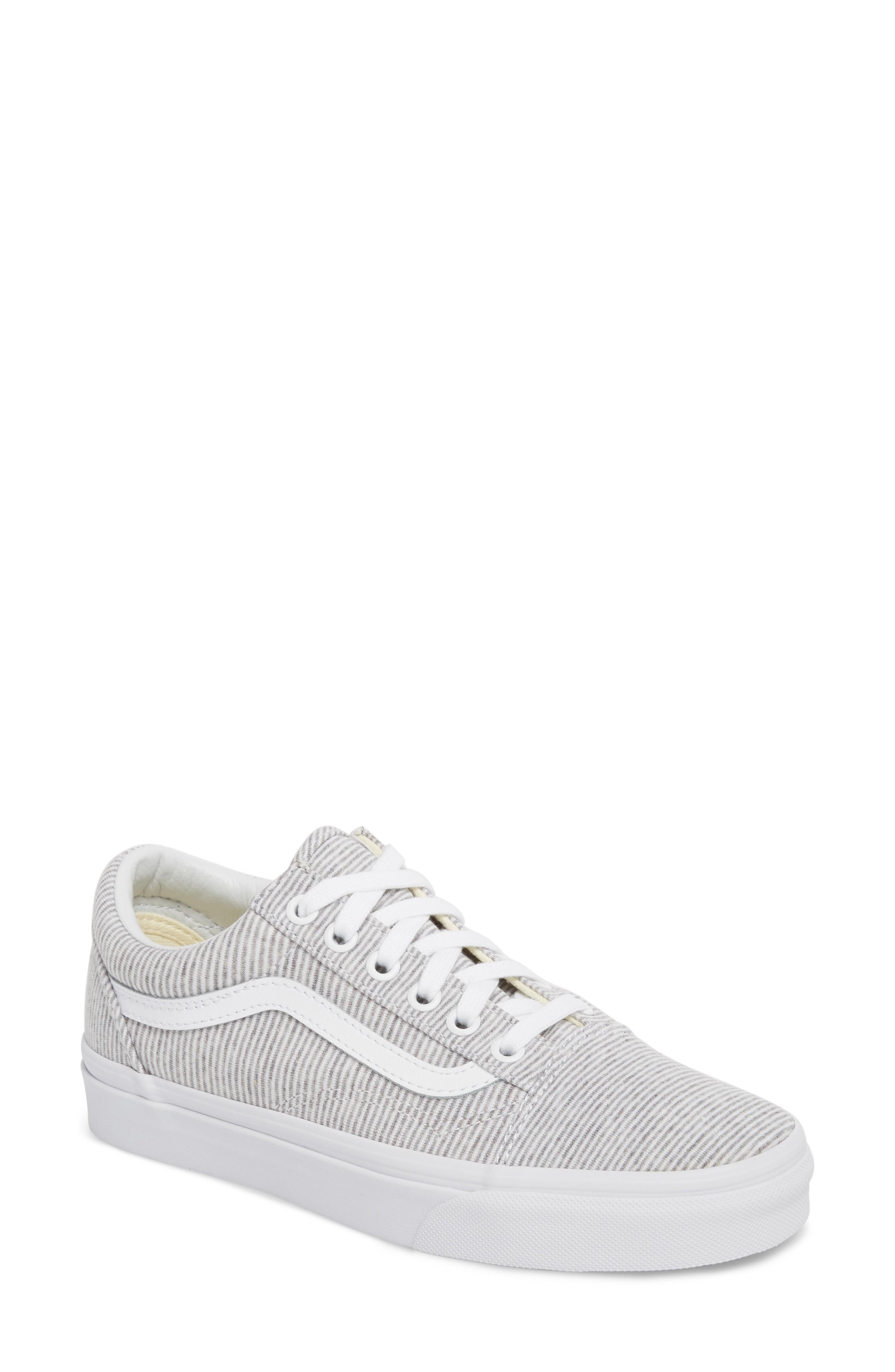 white vans with grey stripe 