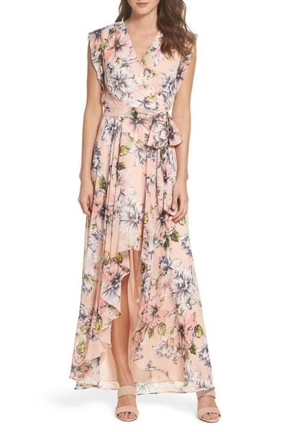 Eliza J Floral Ruffle High/low Maxi Dress In Blush
