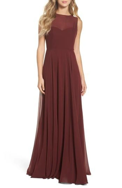 Jenny Yoo Elizabeth Chiffon Gown In Navy