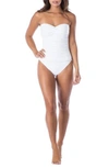La Blanca Twist Front Bandeau One-piece Swimsuit In White