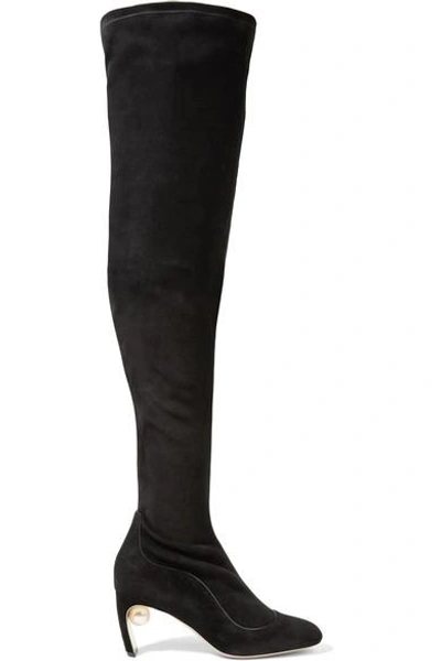 Nicholas Kirkwood Maeva Embellished Stretch-suede Over-the-knee Boots
