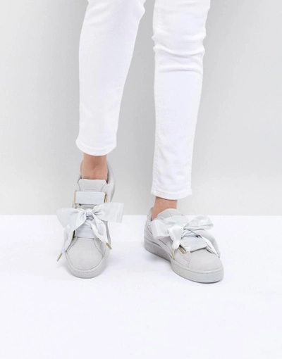 Puma Suede Heart Satin Sneaker - White | ModeSens