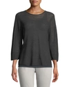 Eileen Fisher 3/4-sleeve Linen-blend Sweater In Graphite