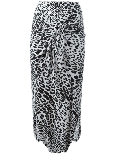 Norma Kamali Leopard Print Long Skirt In White | ModeSens