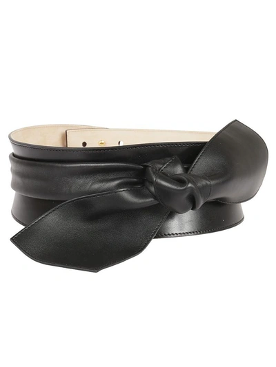 Alexander Mcqueen Bow Front Belt In Black