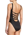 Norma Kamali Super Low Lace-back One-piece Swimsuit In Black