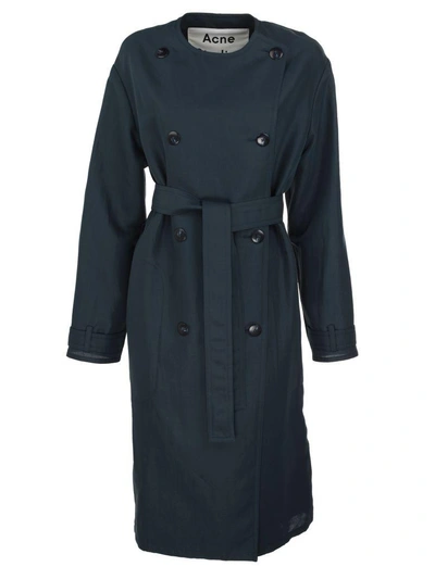 Acne Studios S Angelica Gab Trench In Steel Blue