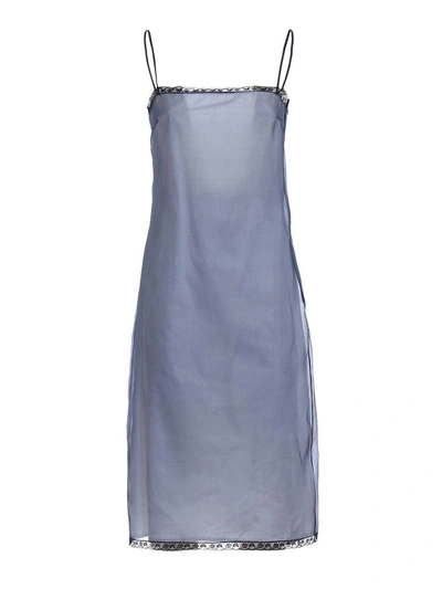 Prada Organza Popeline Dress In 22x Blu+bianco