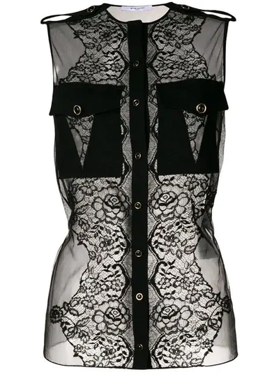 Givenchy Sleeveless Lace Blouse In Black