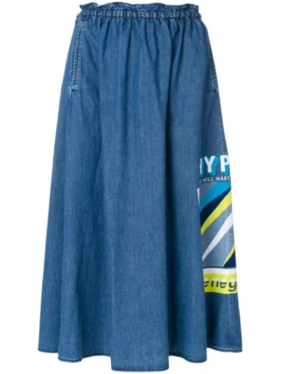 Kenzo Flared Denim Skirt In Blue
