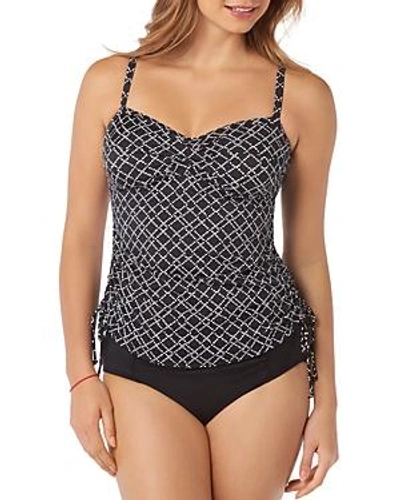 Shape Solver Shirred Soft Cup Tankini Top In Gridlock