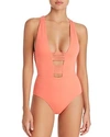 Isabella Rose Beach Solids Strappy One Piece Swimsuit In Persimmon