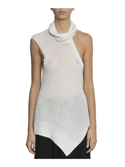 Ann Demeulemeester Asymmetric Cotton Top In Bianco