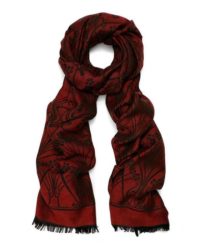 Liberty London Ianthe 70 X 200 Jacquard Wool Blend Scarf In Red
