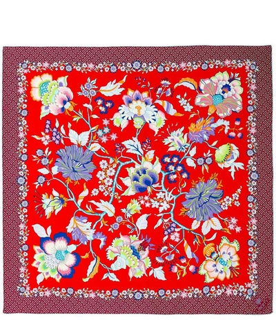 Liberty London Christelle 90 X 90 Silk Twill Scarf In Red