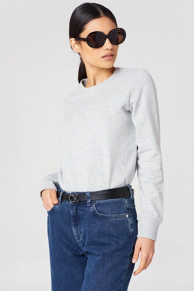 Calvin Klein Halia Institutional Crew Neck Grey In Light Grey Heather