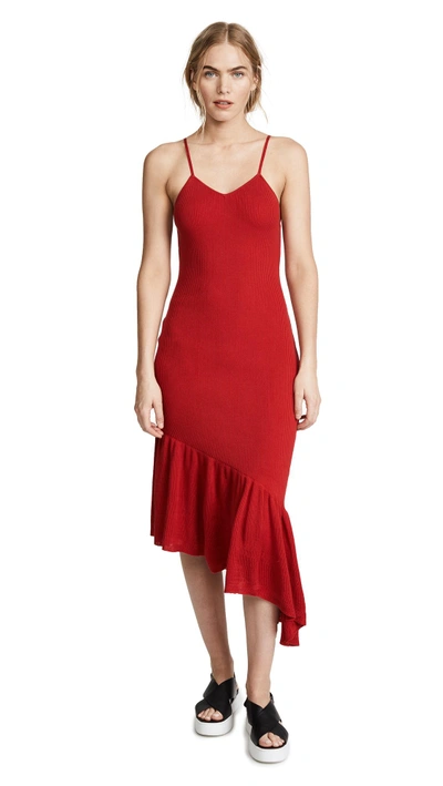 Ph5 Ayana Asymmetric Tank Dress In Rose Red