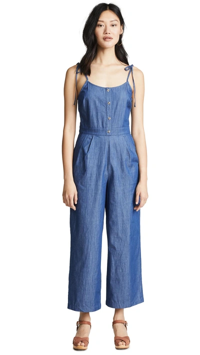 Evidnt Tie Shoulder Jumpsuit In Chambray