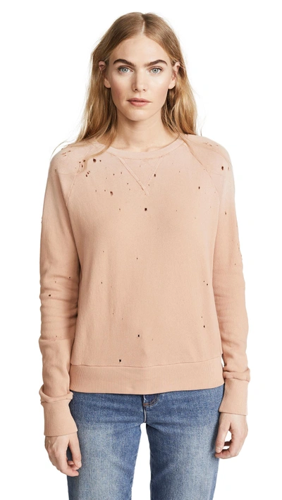 Lna Variation Distressed Sweatshirt In Tawny Birch Potassium