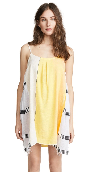 Lemlem Zena Short Slip Dress In Lemon