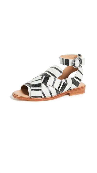 Free People Catherine Loafer Sandals In Black/white