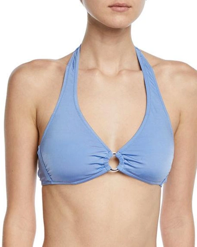 Letarte Halter Bikini Top W/ring In Medium Blue